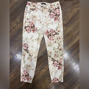 Buffalo David Bitton Floral Skinny Jeans - Cream and Pink size 10/30